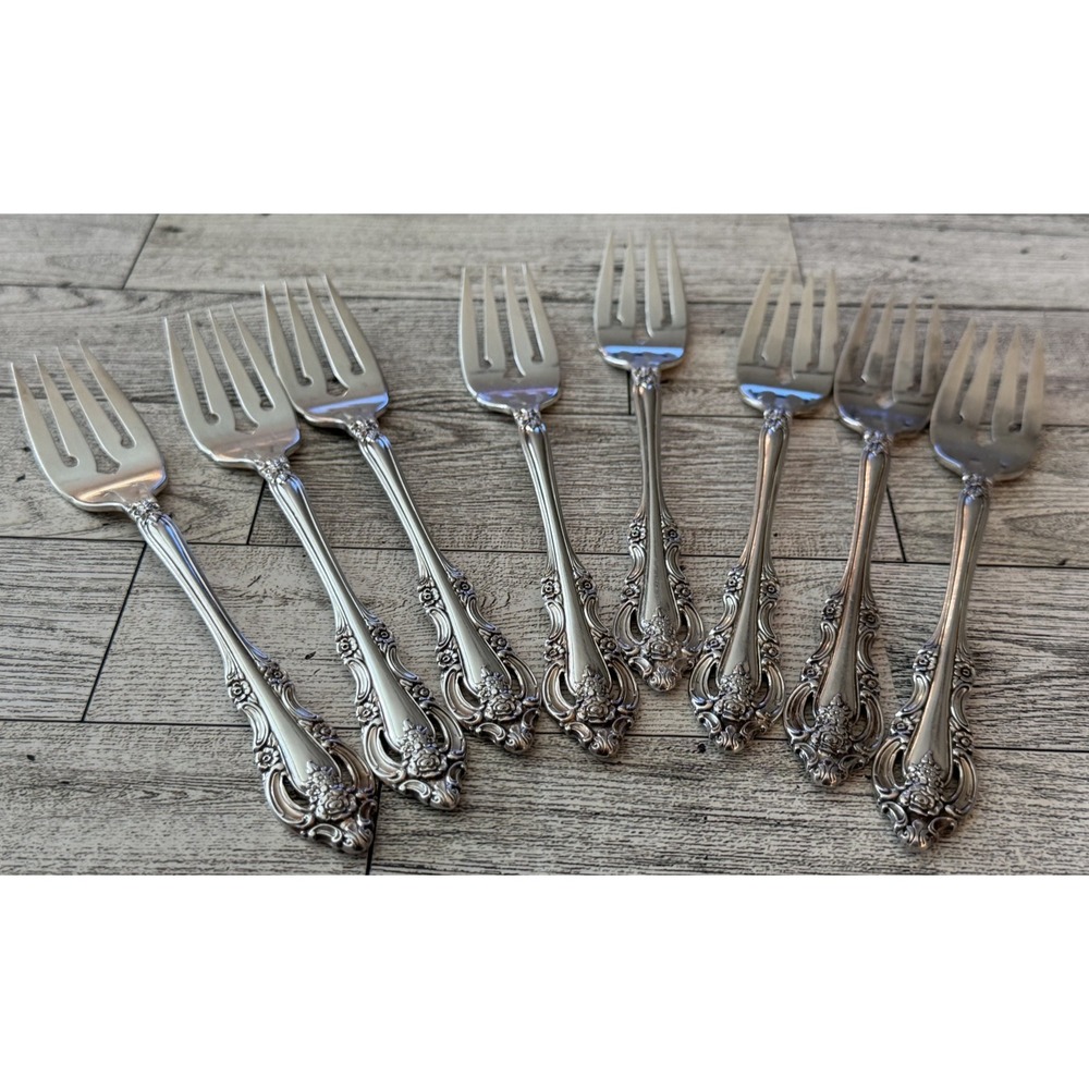 Oneida Community SILVER ARTISTRY Salad Forks Silverplate Set of 8 1965 Vintage